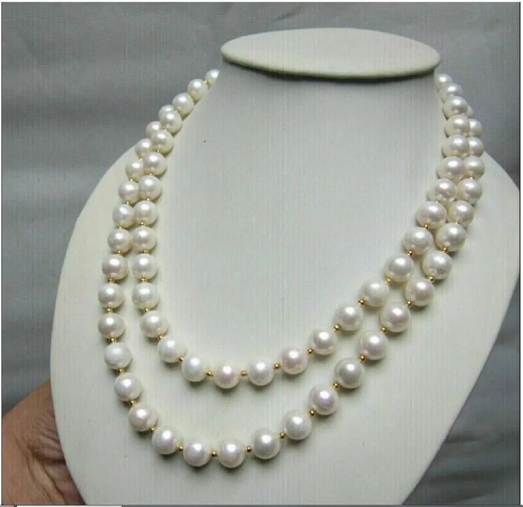 

Gorgeous AAA++ 9-10mm Round Akoya White Natural Pearl Necklace with 925s 18inch