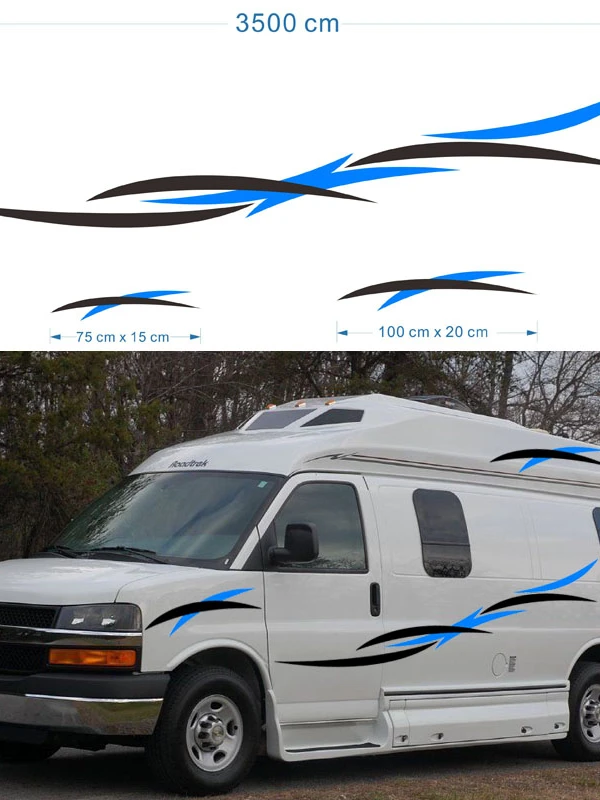 

2x Motorhome Caravan Travel Trailer Camper Van Stripes Graphics (one for each side) KK Vinyl Graphics Kit Decals Car Stickers