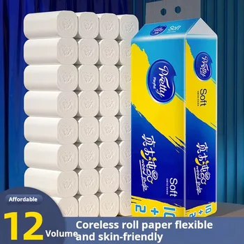 12 Rolls Of Whole Box Roll Paper With 4 Layers Of Thickened Core Roll Toilet Paper 1