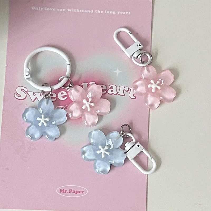 Süße Gelee Farbe Sakura Schlüsselbund Anhänger Kreative Schöne Blume Schlüsselring Nette Mode Rucksack Hängende Ornamente Paar Geschenke