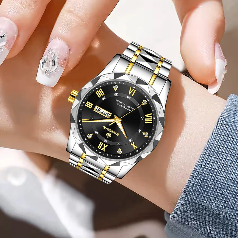 BANGWEI New Luxury Ladies Watches Casual Military Diamond Watch For Women Fashion Waterproof Luminous Quartz Clock Women's Gift