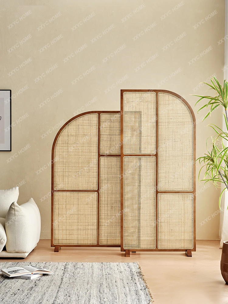 Rattan Screen Combination Small Apartment Living Room Creative Partition Wall Movable New Chinese Zen