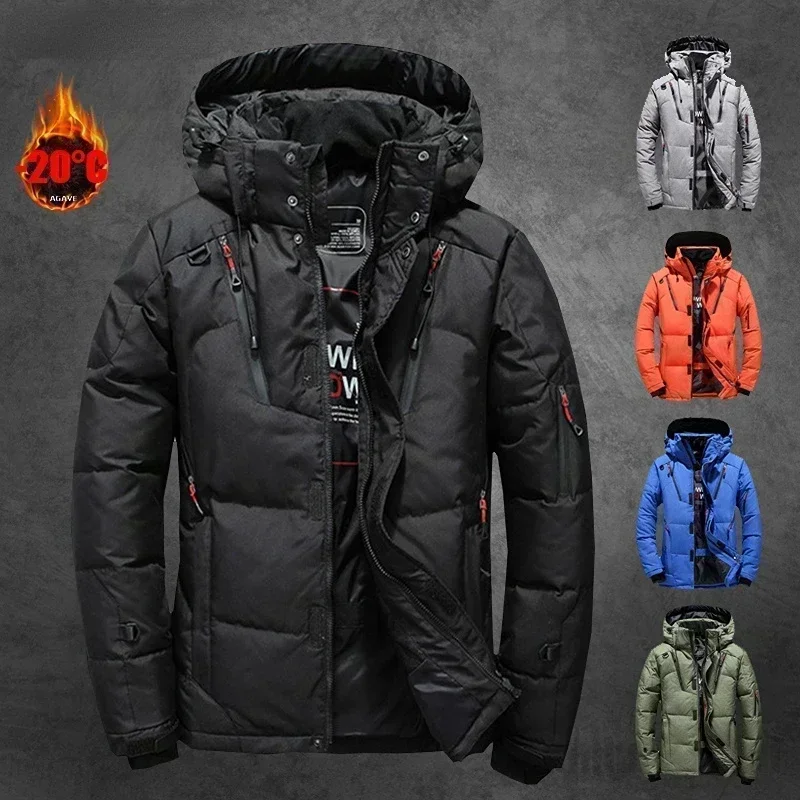 Down Jacket Mens Jacket Men's Winter Down Jacket Hooded Duck Down Coat for Climbing Hunting Skiing
