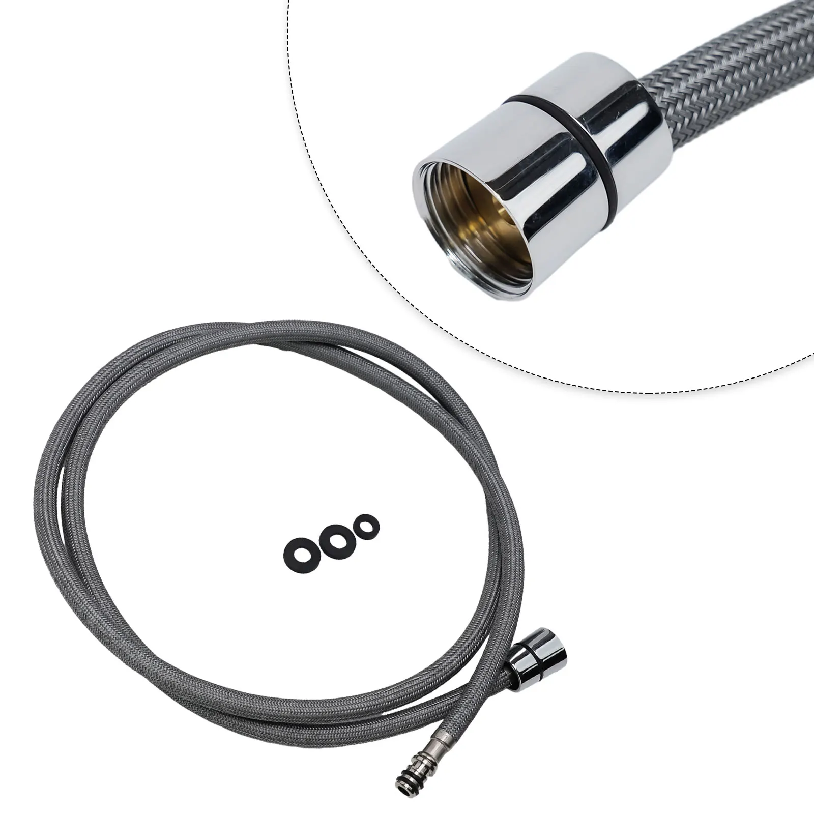 풀아웃 수도꼭지 호스 나일론 편조 유연한 물 호스, 주방 수도꼭지 싱크 호스 부착 샤워 호스 액세서리, 59 인치