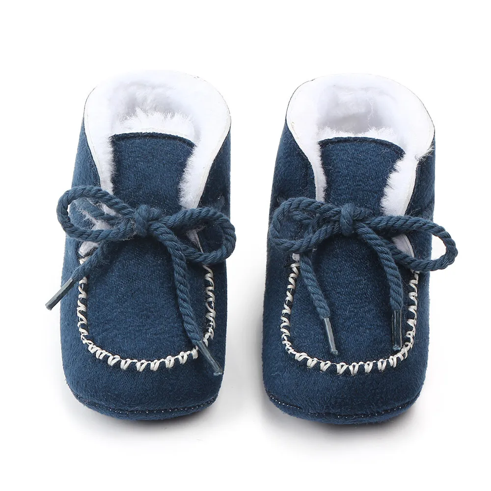 0-18M Infant Newborn Baby Girl Winter Snow Boot Solid Color Fleece Lining Thick Suede Boot with Nonslip Rubber Sole Fur Booties baby shoes baby boots winter snow boots