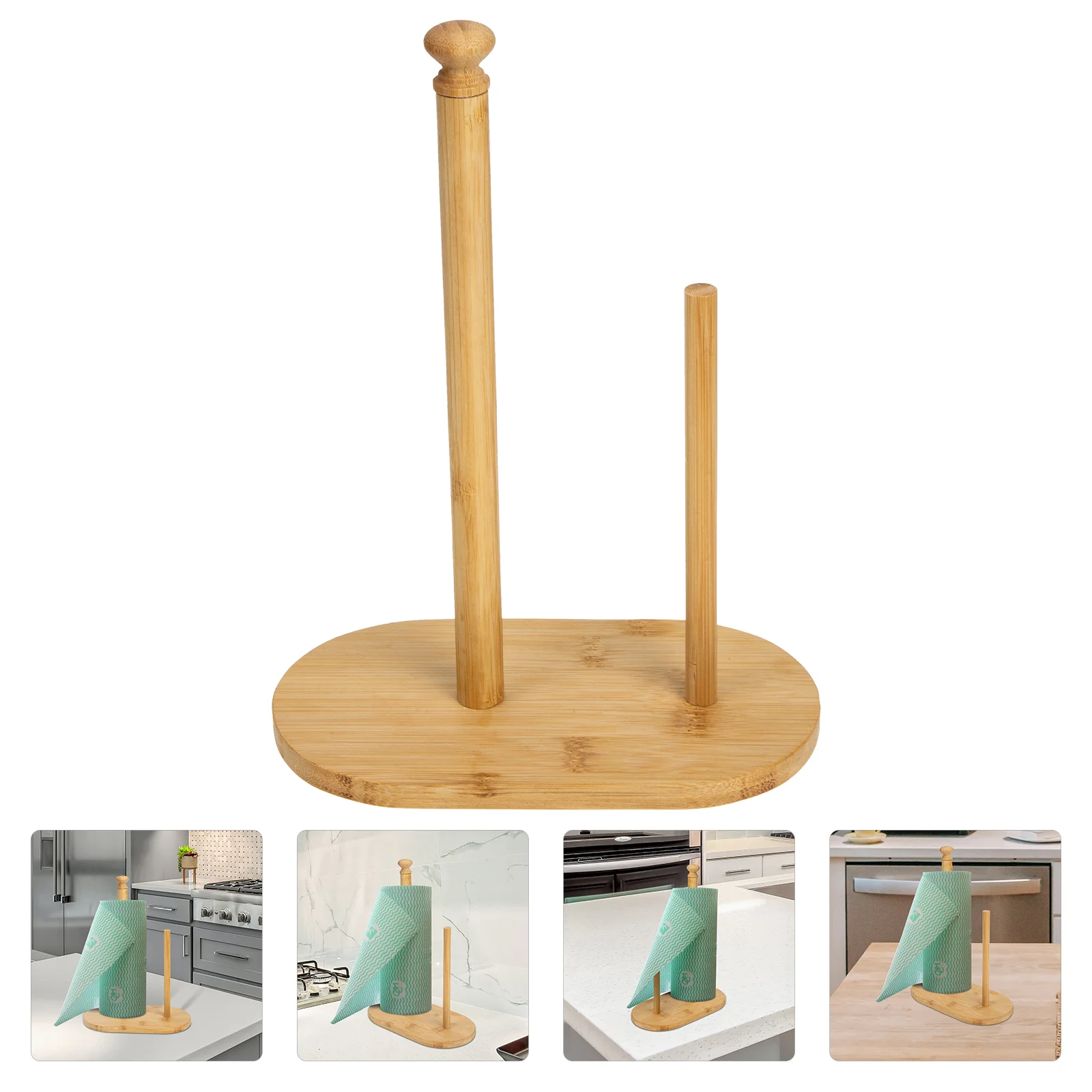 

Paper Towel Holder Tissue Kitchen Stand Desktop Dispenser Toilet Vertical Rag Wood Wooden