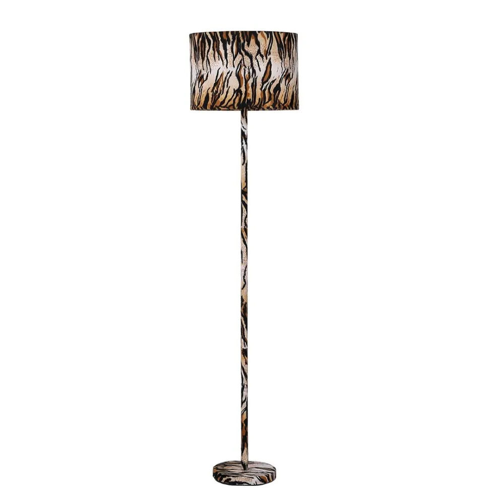 59 Faux Suede Tiger Print Floor Lamp