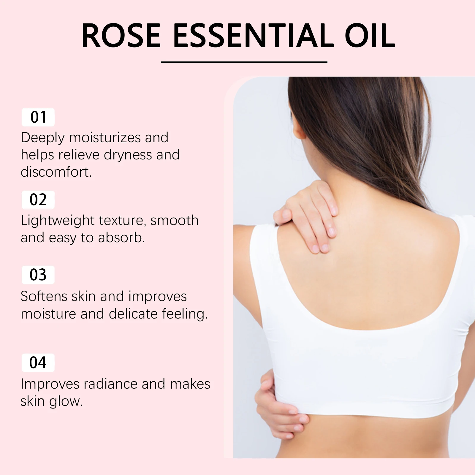 Rose Moisturizing Essential Oil - Deep Nourishment, Hydrates Skin, Relieves Dryness & Locks in Moisture