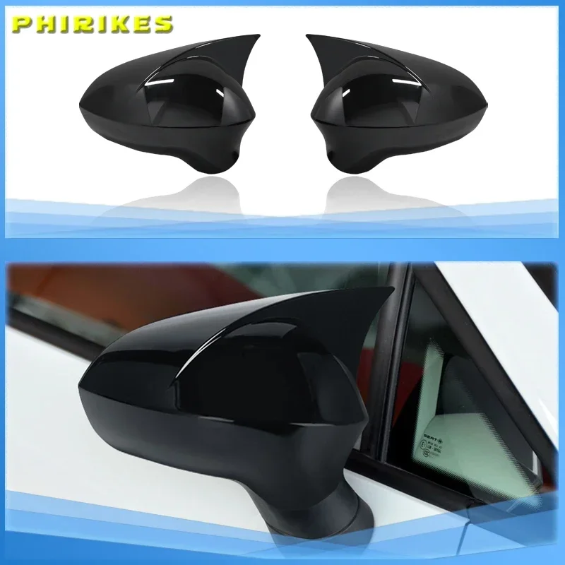

2 pieces Rearview Mirror Cover Cap Black for Seat ibiza Cupra 2009-2017