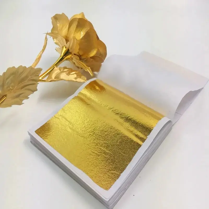 100pcs Imitation Gold Sliver Copper Foil Paper DIY Resin Candle Plaster Craft Leaf Flake Gilding Sheets Art Nail Home Decoration