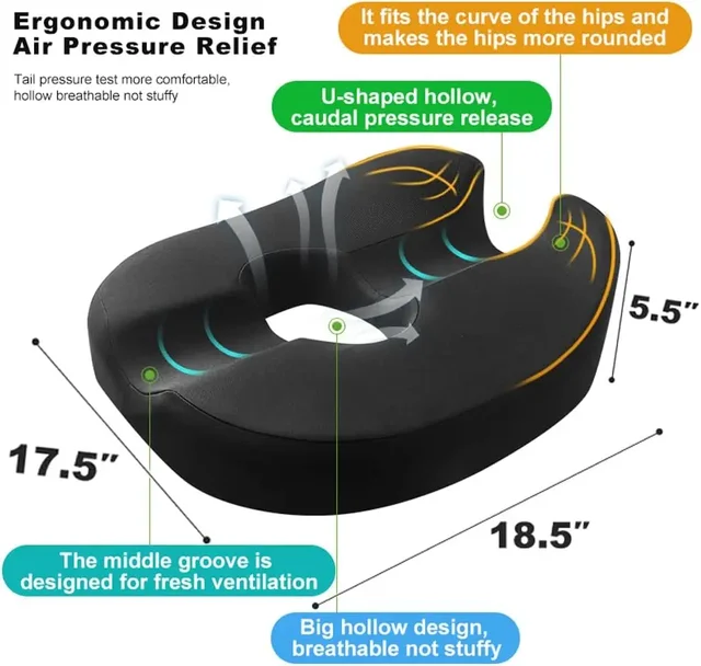 Coussin de siège Donut Pillow Coccyx pour la prostate, la sciatique, le plancher pelvien, les plaies de pression, la grossesse, la chirurgie périnale, post-partum R 2