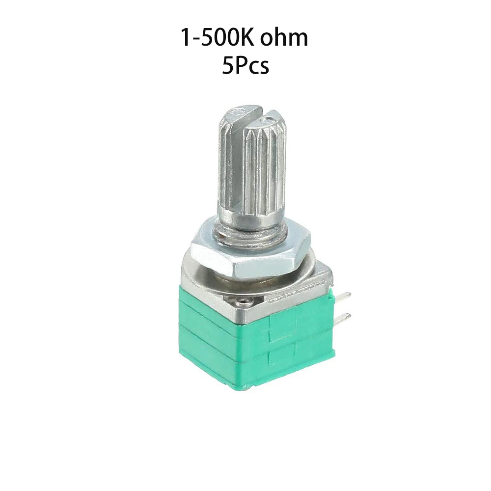 Multiturn Potentiometer,Rotary Potentiometer,Potentiometer Kit,Adjustable Resistor,Electronic Components 5PCS RK097NS Potentiometer 15mm 6Pin RK097 B1K 5K 10K 20K 50K 100K 500K Audio Shaft Amplifier Sealing