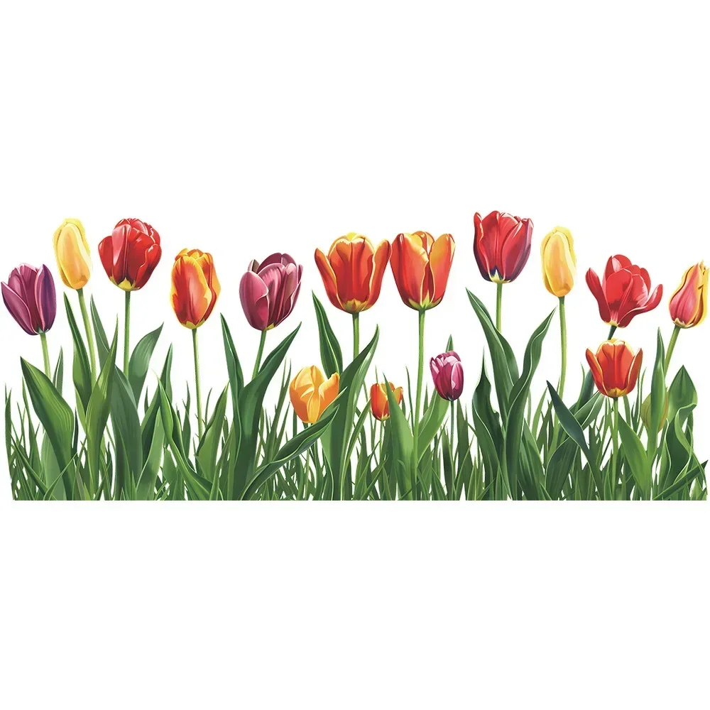 1PCS Fresh Painted Tulip Flower Glass Window Sticker