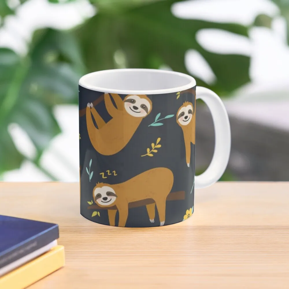 

Super Cute Sloth, Leaves and Flowers Coffee Mug Coffee Thermal Mug Creative Cups Aesthetic Coffee Cups Kawaii Cup