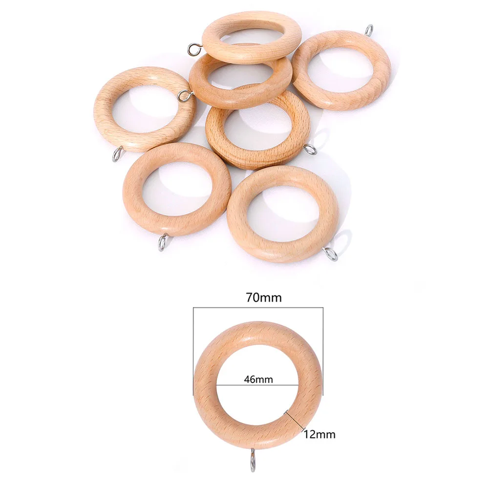 Beech Solid Wood Curtain Rods Roman Poles Single Double Rod Japanese Wooden Track Brackets Holder Rings Accessories Customized