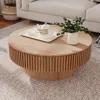 31.5'' Round Coffee Table with Storage, with Solid Wood Veneered, Circle Center Table Tea, Café Tables 1