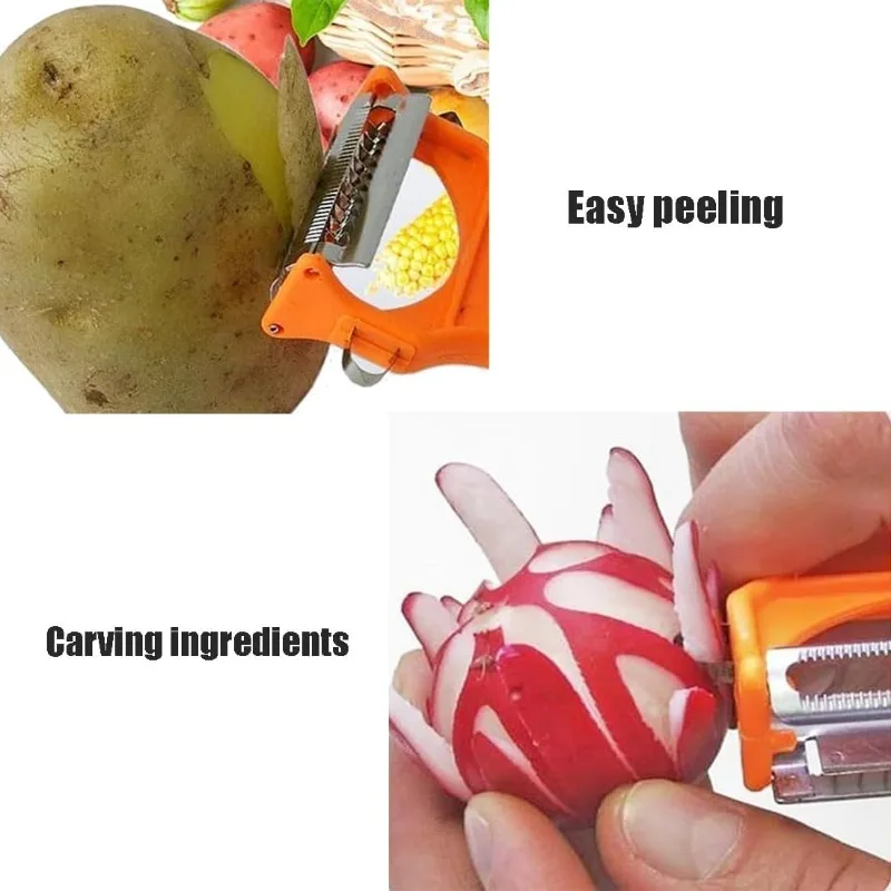 Multi Functional Single Knife Peeler with Grating Single Knife Noodle Cutter Lemon Press Potato Screw Various  Fruits