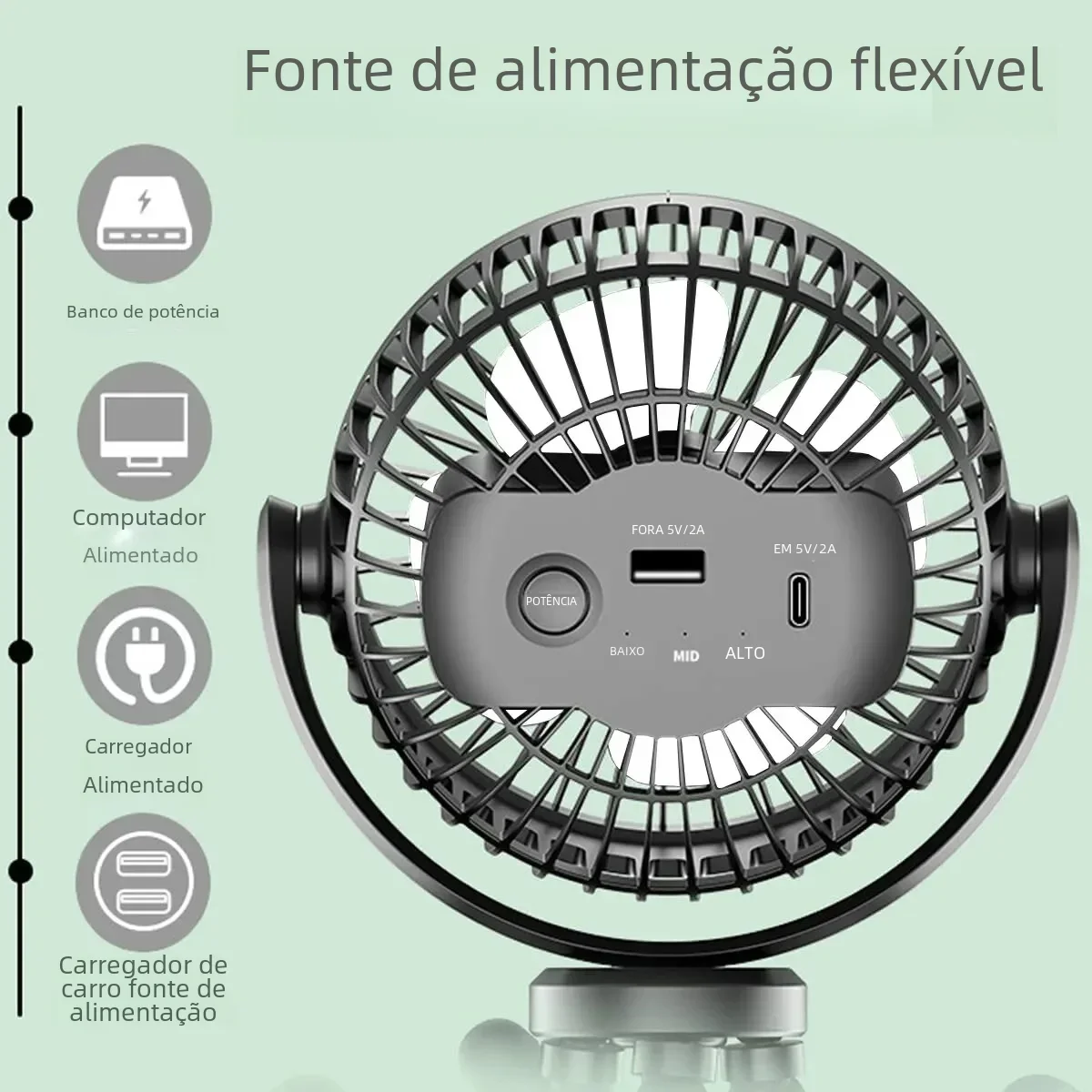 New 5200 mah multi-functional stroller Mini fan Portable USB charging small fan Mobile phone seat outdoor handheld Octopus fan 4