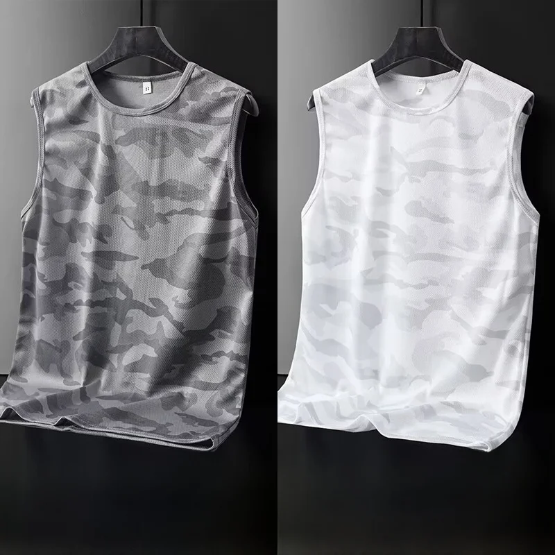 Men's Camouflage Work Vest Ice Silk Loose Fit Summer Youth Faion Breathable Moisture ng Construction Site Wear