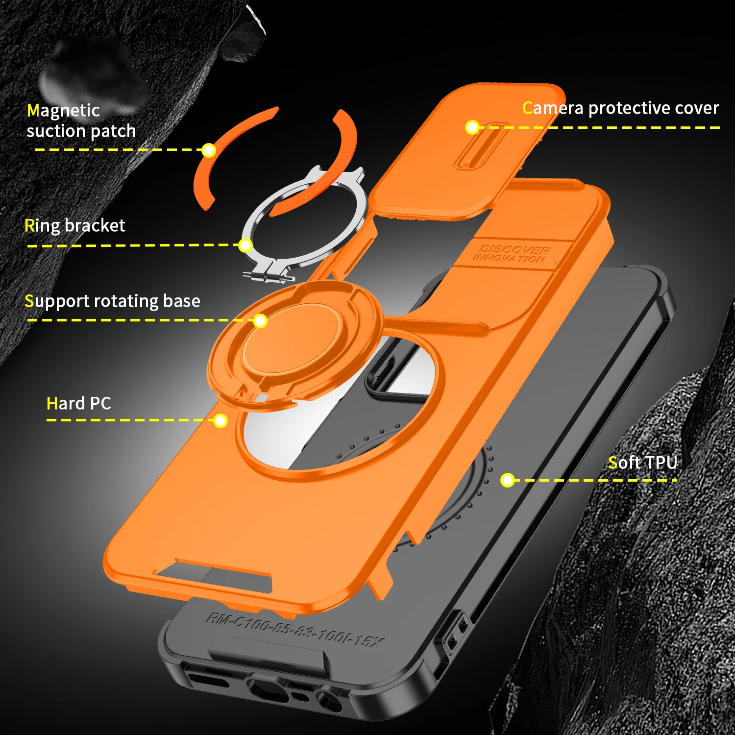 360° Rotating Magnetic Finger Camera Slide Cover Phone Case