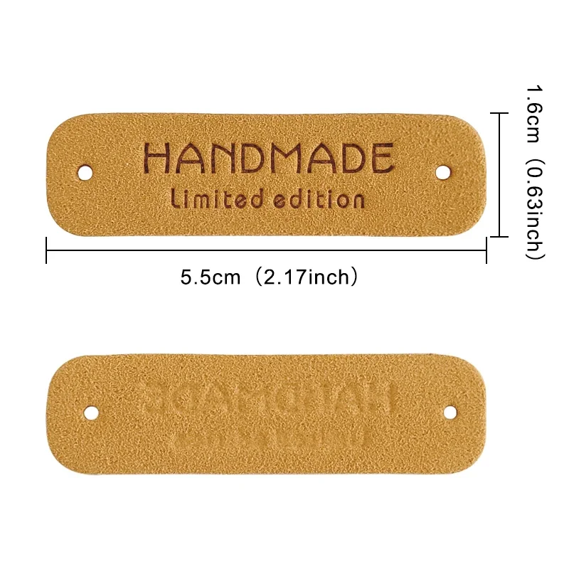 25/50pcs leather labels Small Handmade Leather Clothing Labels Gift Hat Sewing Leather Tags Hand Made Skin DIY Decorative Tags