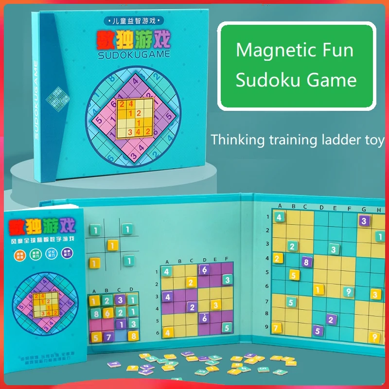Sudoku Game 4 in 1 Magnetic Wooden Sudoku Game Book Preschool Early Learning Kids Educational Math Toy Puzzle Gift Sudoku 95 page books addition subtraction multiplication division practice copybook learning math exercises book kid workbook 6 7 years
