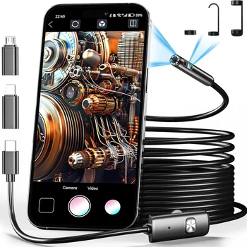 8mm 1080P Endoscope Automotive Boroscope Inspection Device Camera For Apple Iphone IOS Smart Phone Android Type C Cars Mobile 1