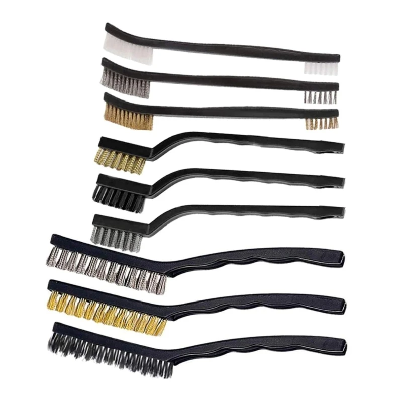 

Effective 9pcs Wire Brush Set for Paint, Rust, and Corrosion Removal Steel/Nylon/Brass Brushes