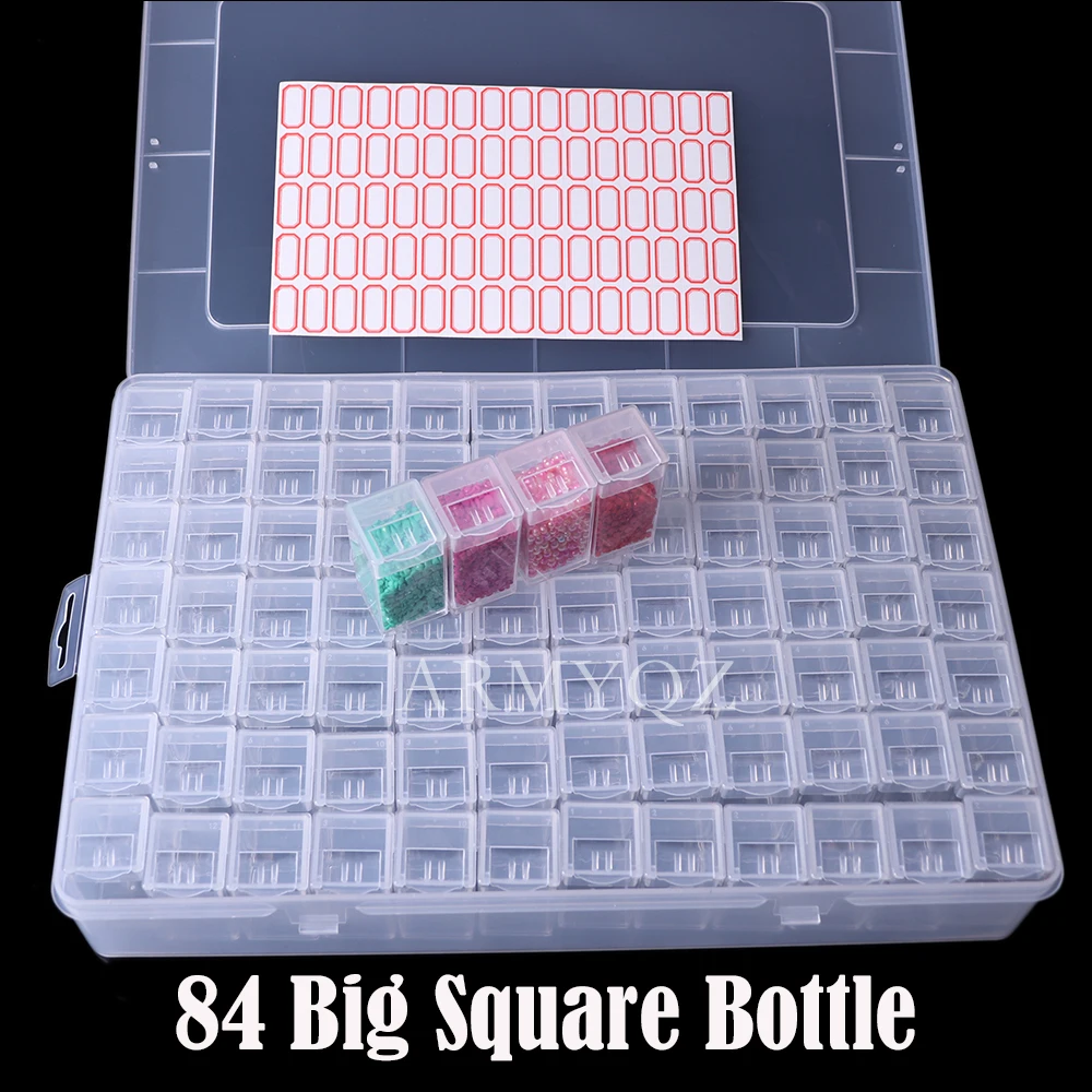 84 Big Square Bottle, Diamond Painting Accessories, Transparent Plastic  Storage Box, Jewelry Diamond Beads Square Storage Jar