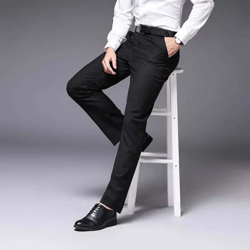 Burgundy Smart Business Casual Men Pants Men Suit Black Spring Autumn Fashion Straight Formal Classic Trousers Terno Masculino