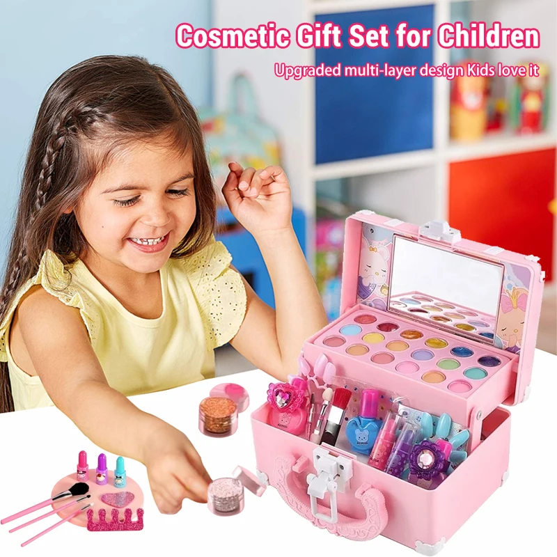 Kids Beauty Toys Girls Princess Make Up Box Play House Toy Kids Imitate Make Up Toys Set Pretending To Play With Beauty Toy Gift