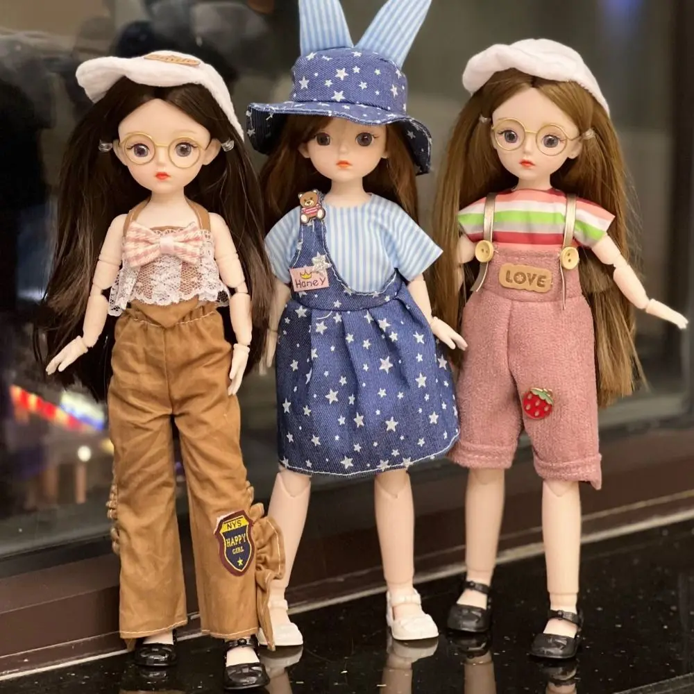 【Get the Perfect Fit】 Movable Big Eyes Princess BJD Doll Korean Makeup Look Thick Hair 30cm Bjd Doll Plastic Sweet 1/6 BJD Doll Mini Girl Toy