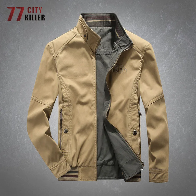 

Double-sided Military Cargo Jacket Mens Spring Autumn Casual Cotton Multi-pocket Loose Business Tactical Jacket Men Big Size 8XL