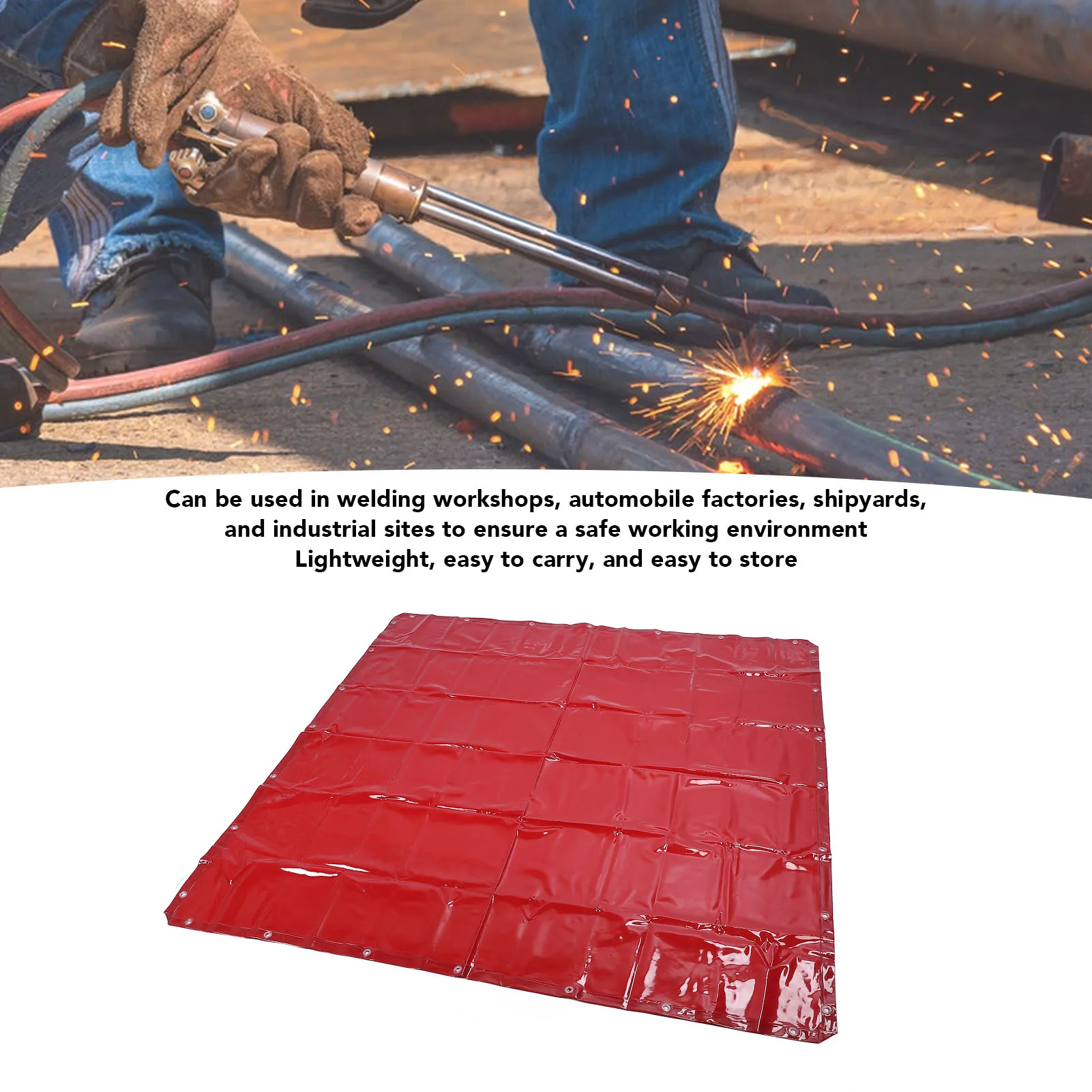 Welding Curtain Screen 5.7x5.7ft Red Flame Retardant Water Proof Level 6 UV Protective Polyethylene Welding Curtain for Workshop
