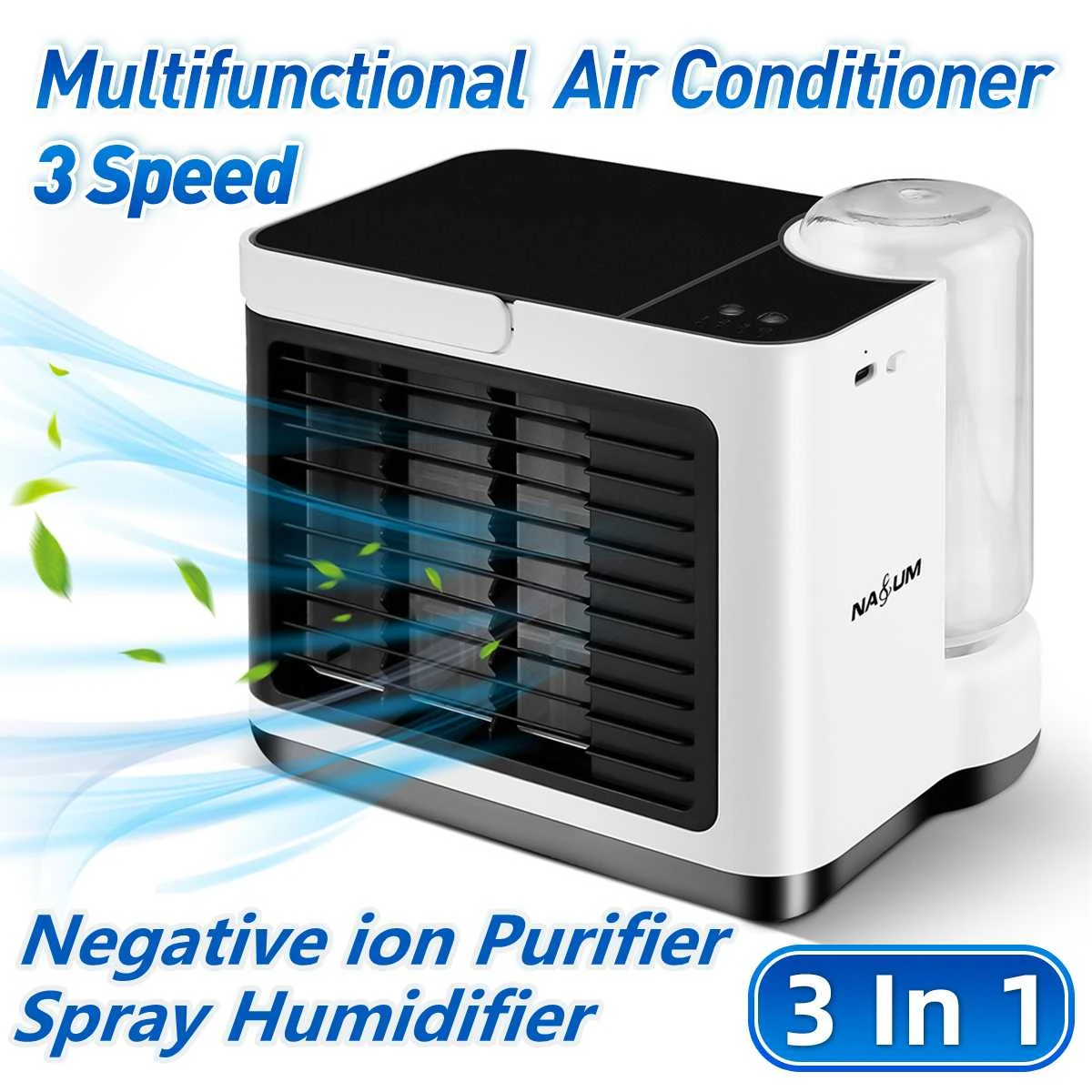 Portable Air Conditioning Fan 3 Speeds Mini Air Conditioner Anion