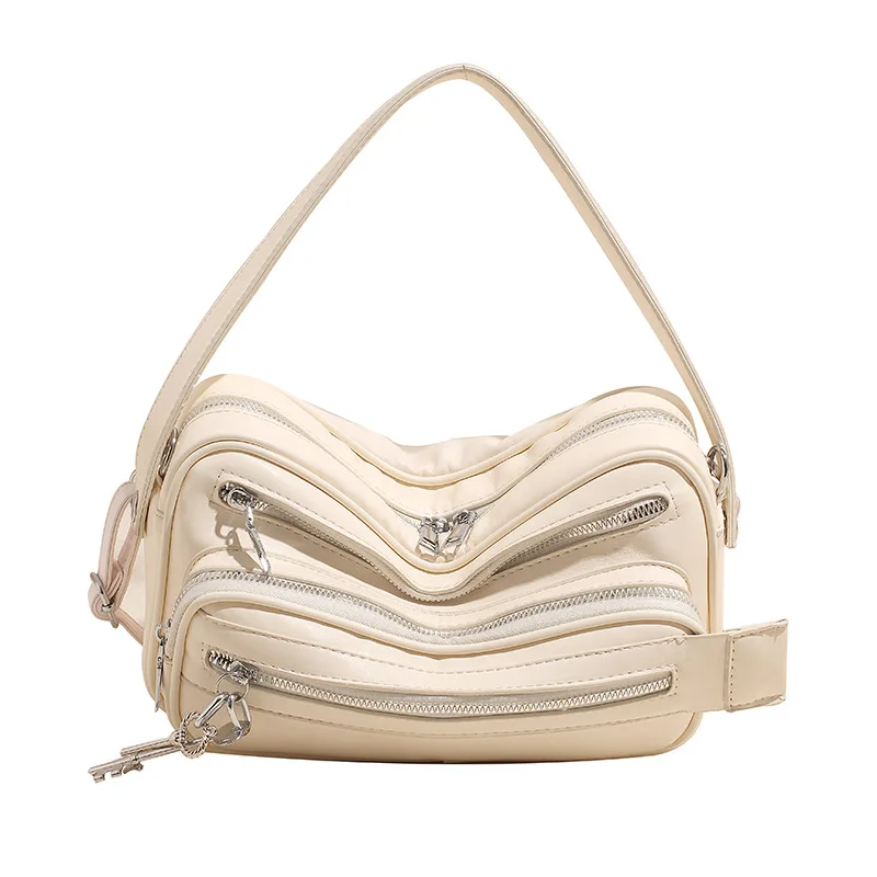 Female New Office Zipper Handbag Casual pu Leather Single Shoulder Bag Women Solid Color Messenger Underarm Bag