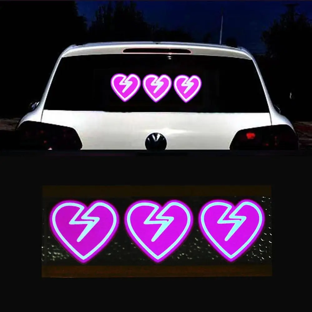 

5 Modes LED Car Sticker High-quality Electric Broken Heart Car Decals Car Safety Signs Side Window