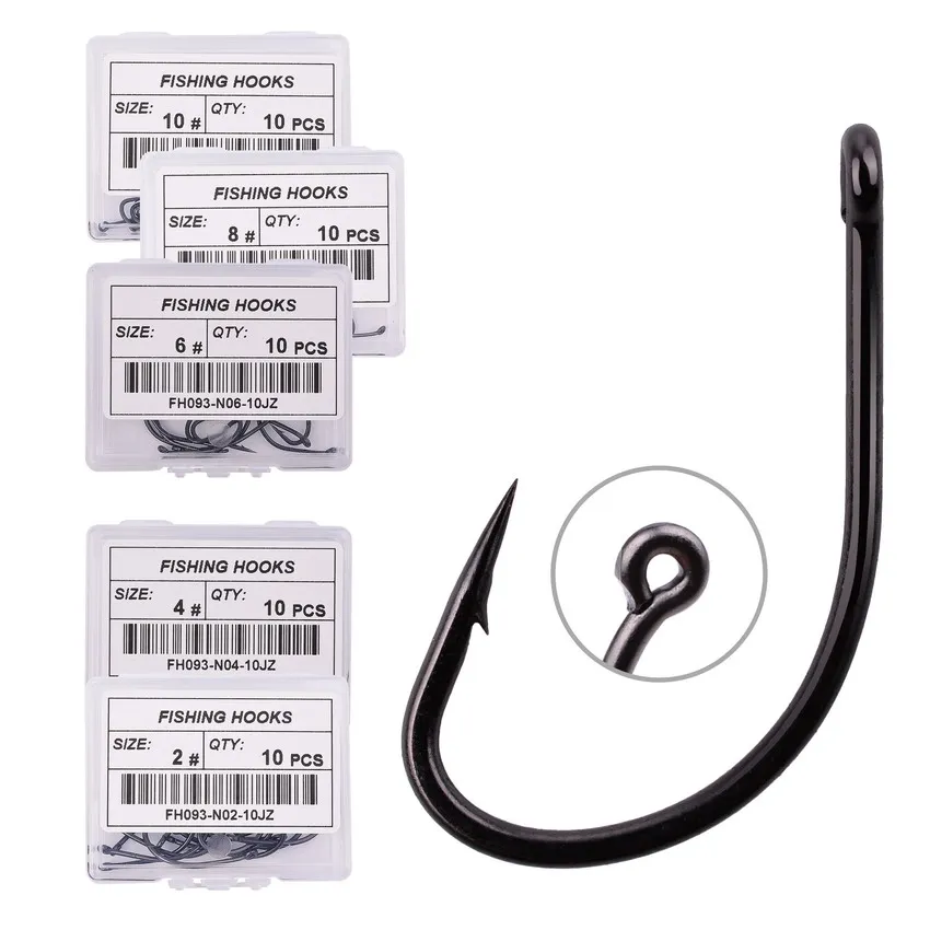 

10pcs/ box Carp Fishing Hooks #2 #4 #6 #8 10# Fishhook Pesca Needle Sharp Curve Carpe Fishing Hook Matt Black Fishhooks