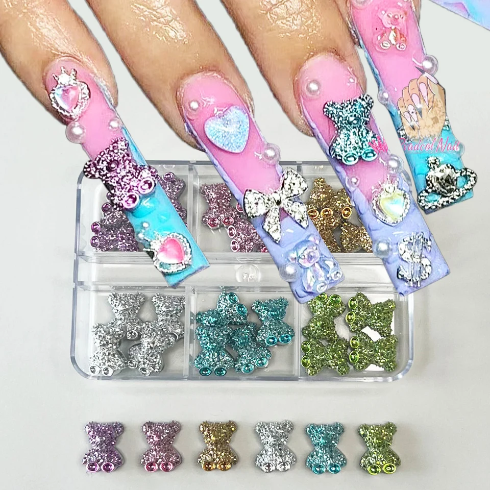 Nail Charm, 100 Pieces 3D Gummy Bear Nail Charms for Nail Art Decorations.