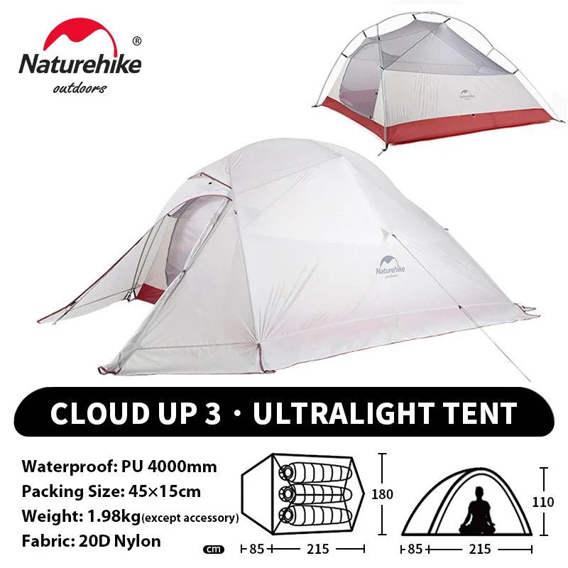 Naturehike アップグレードされたクラウドアップ 3 人用テント
