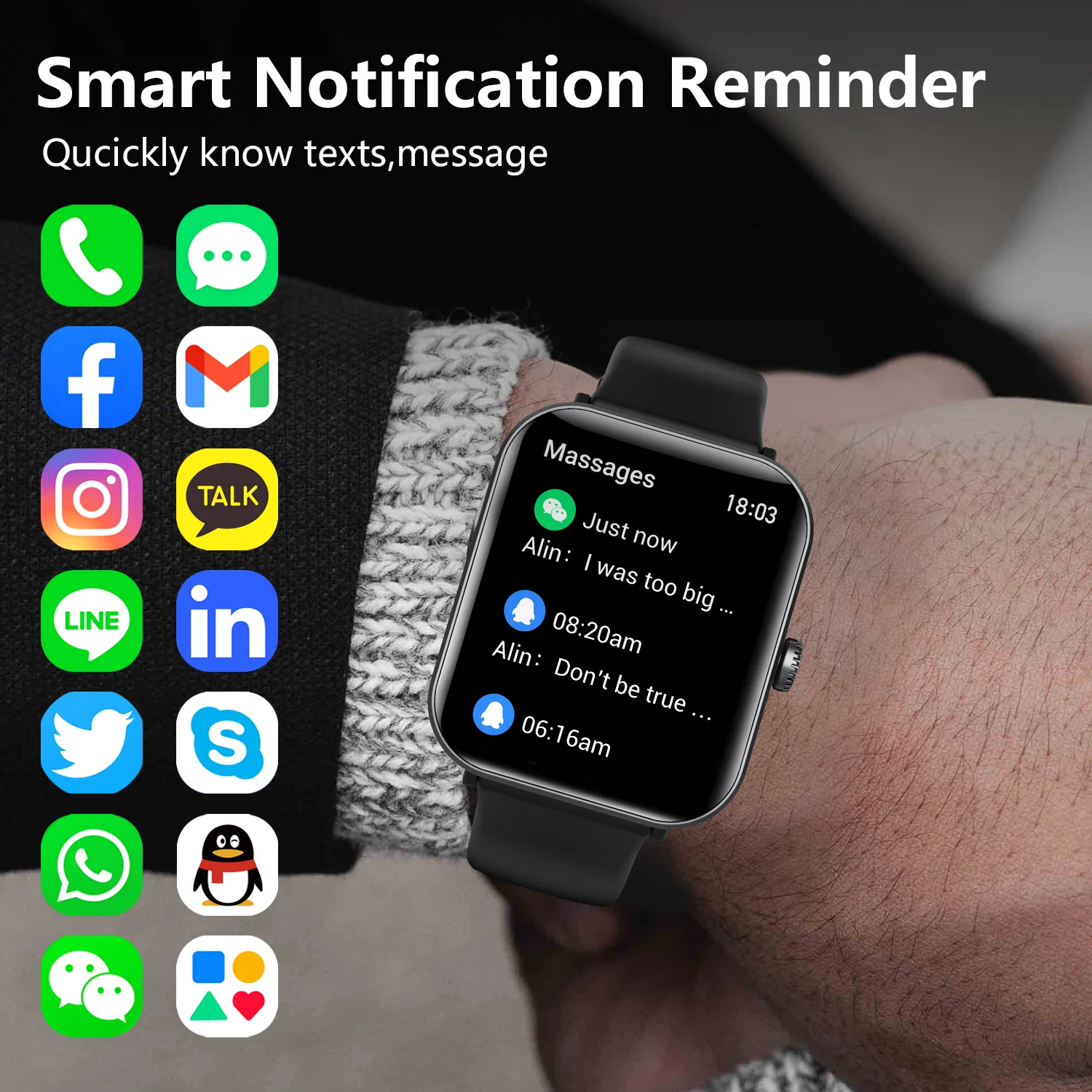 Smart Watch F57Pro Basic Function Multi-Sport Mode Supports Mobile Phone Call Reminder Fitness Monitoring New Color Screen Full Touch Men's and Women's Smart Watch Non-Invasive Blood Glucose Detection, Supports Accurate Calibration, Red Light Blood Oxygen, Automatic Detection of Heart Rate Abnormal Reminder Function at Night - Image 6