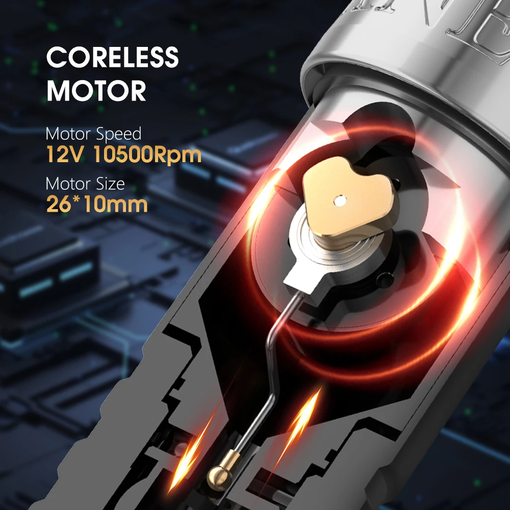 XNET Torch Wireless Tattoo Machine Rotary Battery Pen with Extra 36mm Grip Coreless Motor 4mm Stroke for Tattoo Artist Body tattoo supplies tattoo kit tattoo pen tattoo motor