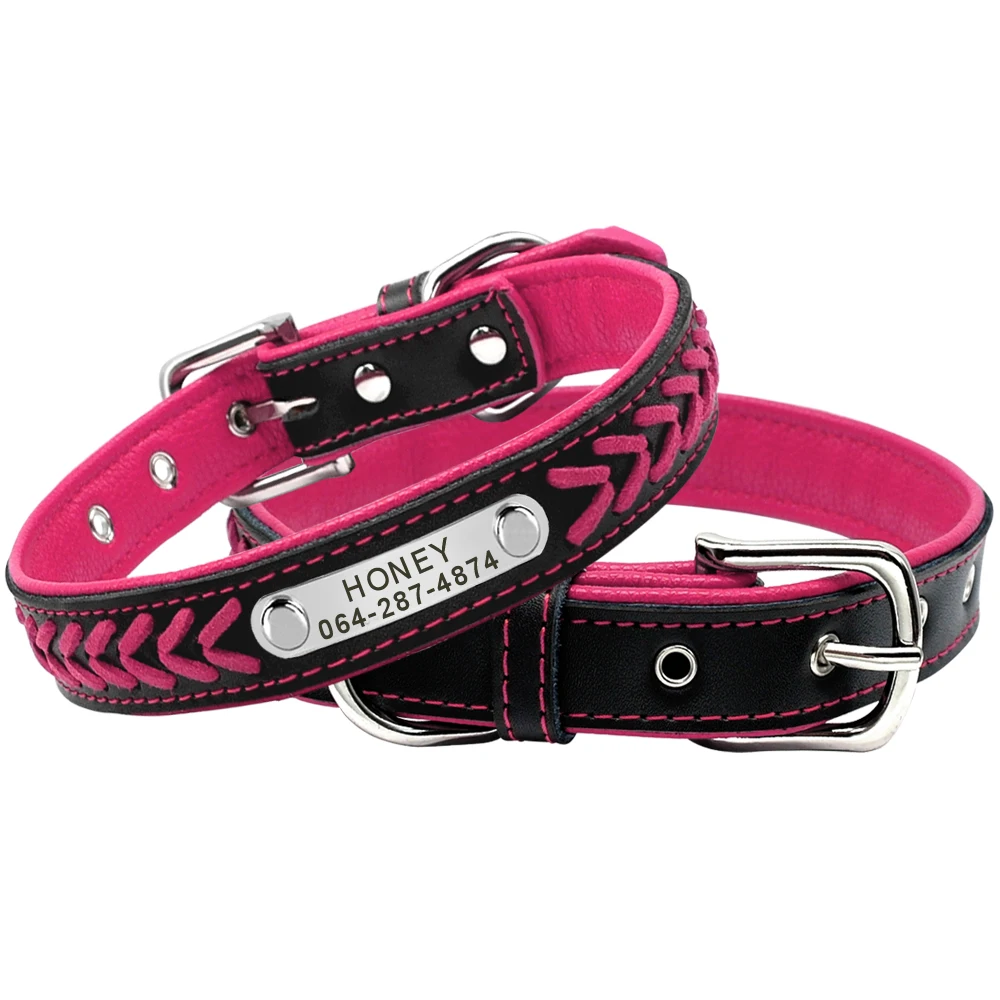 Dog Collar Personalized Custom Engraved Puppy Cat Nameplate Adjustable For Small Medium Large Dogs Pug