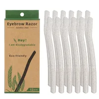 12 Pcs/Box Wheat Straw Face Eyebrow Razor for Women,Facial Dermaplane Razor,Biodegradable Dermaplaning Tool with Precision Cover 1