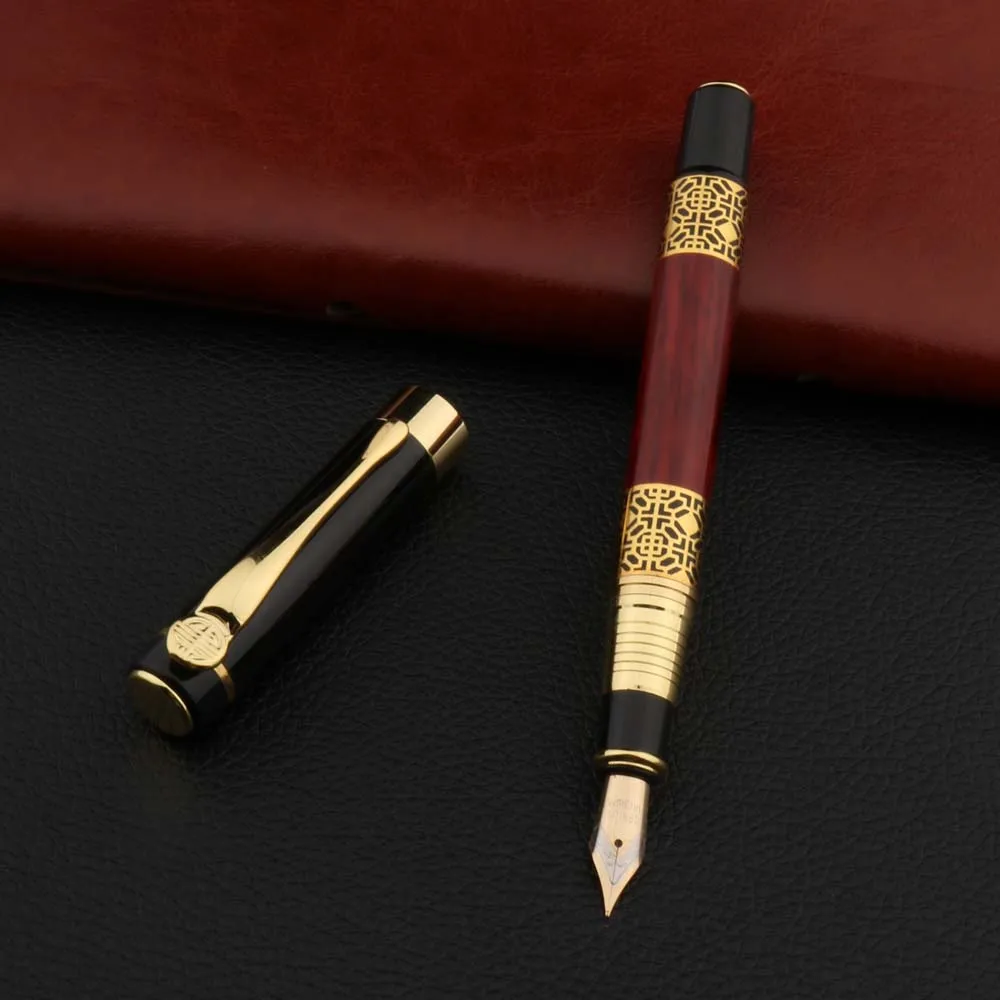 Hochwertige 530 goldene Schnitzerei Mahagoni Luxus Business School Student Büro liefert Füll federhalter neue Tinte Stift Weihnachts geschenk