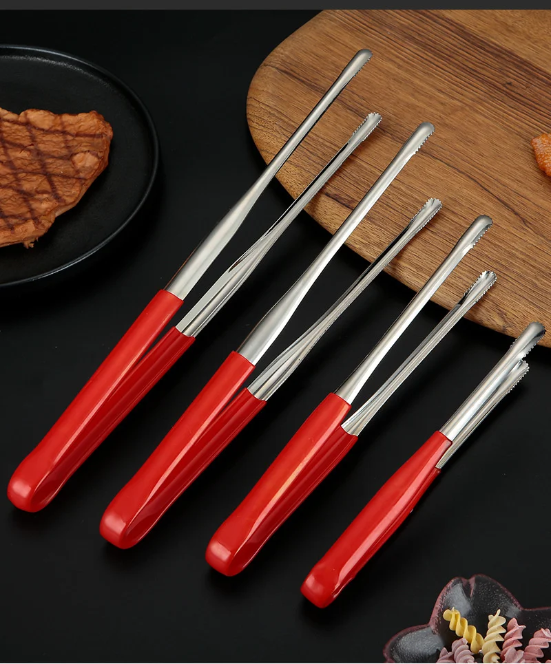 Stainless Steel Pliers Durable Grip Anti Slip Design Barbecue Tongs Easy To Clean 4 Sizes Steak Tongs Nonstick Bread Pasta Tools