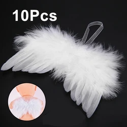 10Pc White Feather Wing Lovely Chic Angel Christmas Tree Home Party Wedding Hanging Ornament Baby Photo Prop Dress Deocr Costura