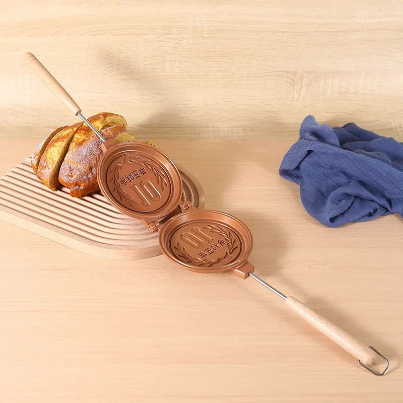 Panqueque japonés en forma de moneda, doble sartén, mango de