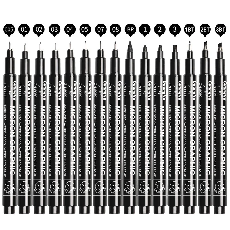 6/9/12/15pcs penna a gancio per calligrafia impermeabile a prova di sbiadimento Micron punta per penna Fine Liner lettering Art Marker Pen forniture per schizzi