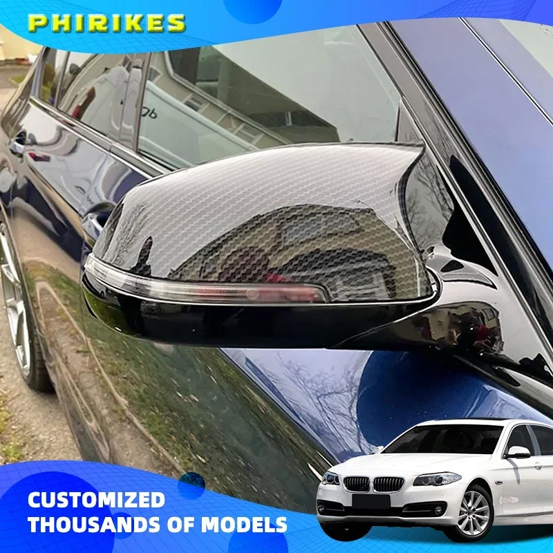 

Чехлы для зеркал заднего вида для Bmw 5 серии F10 F11 Lci 2014-2017, сменные боковые Чехлы заднего вида, углеродное волокно, глянцевый черный
